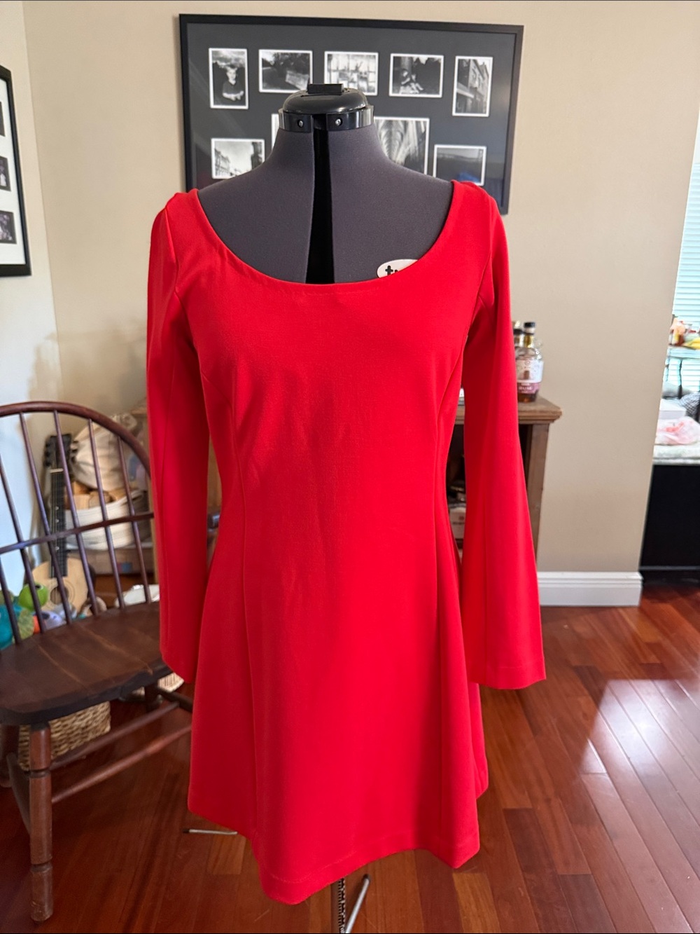 SPANX Red Long-Sleeve Ballet Neck Dress
